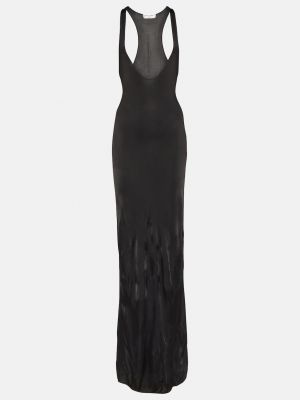Длинное платье без рукавов Saint Laurent черное