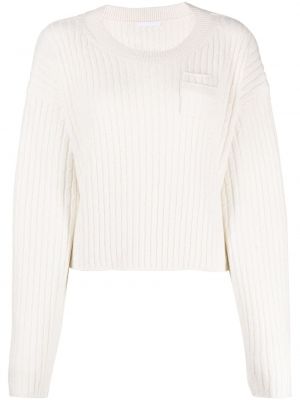 Плетен пуловер Helmut Lang бяло