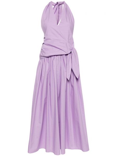 Drapované bavlněné dlouhé šaty Msgm fialové