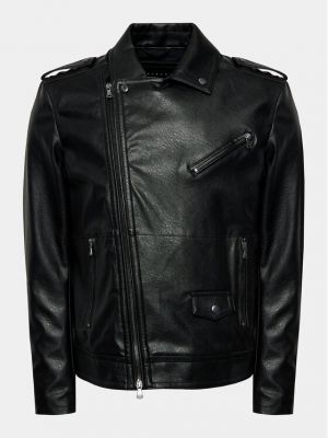 Kožna jakna Sisley crna