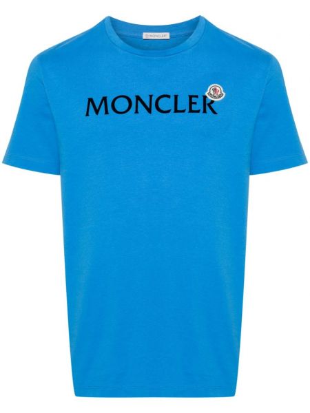 Bavlnené tričko Moncler modrá