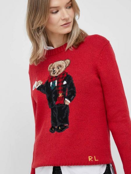 Polo Ralph Lauren vászonkeverék pulóver női, piros