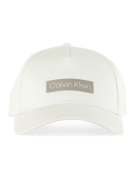 Czapka z daszkiem bawełniana Calvin Klein beżowa