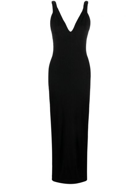 Jersey večerna obleka z v-izrezom Givenchy črna