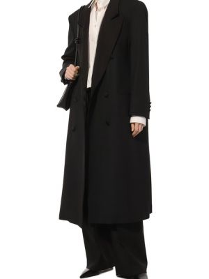 Шерстяное пальто Boss черное