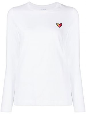 Тениска с принт със сърца Ps Paul Smith бяло
