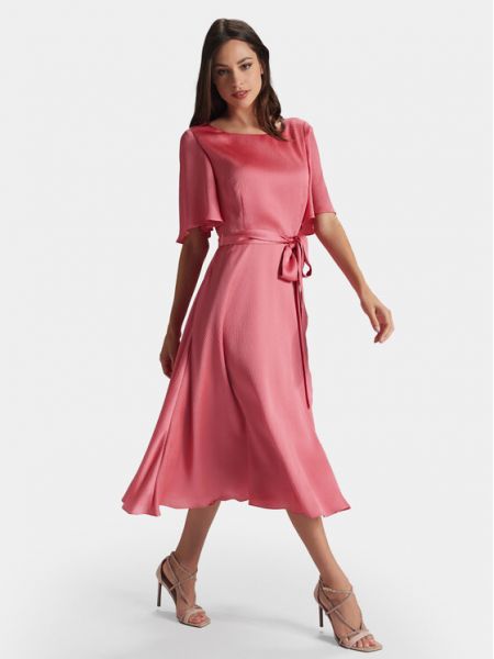Коктейлна рокля Swing розово