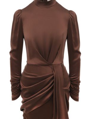 Шелковое платье Zimmermann коричневое