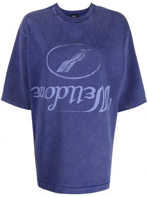 T-shirt en coton à imprimé We11done bleu
