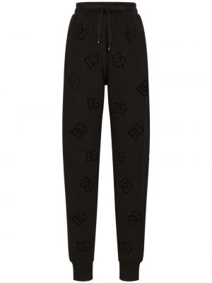 Pantaloni sport cu broderie Dolce & Gabbana negru