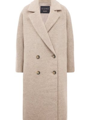 Бежевое шерстяное пальто Cinzia Rocca