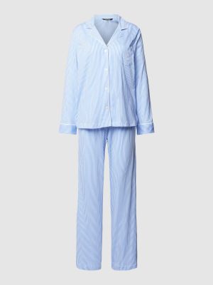 Piżama w paski Lauren Ralph Lauren błękitna