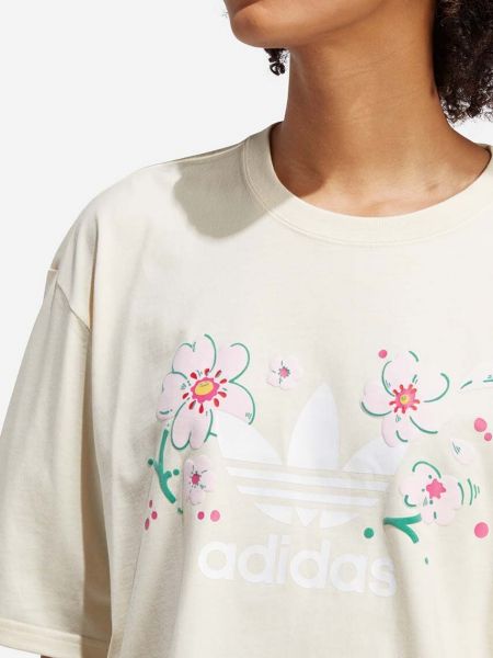 Koszulka bawełniana oversize Adidas Originals beżowa