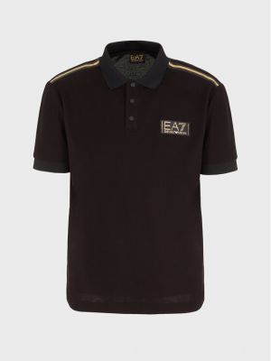 Поло тениска с копчета Ea7 Emporio Armani черно
