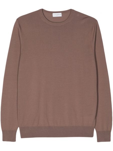 Pamučni džemper s okruglim izrezom Ballantyne smeđa