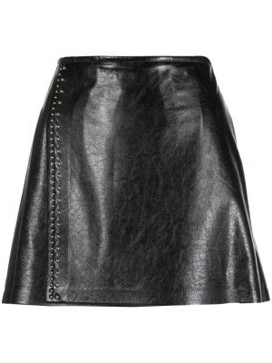 Кожена пола с шипове Moncler черно