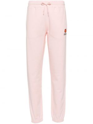 Памучни спортни панталони на цветя Kenzo розово