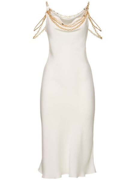 Mini vestido de raso Rabanne blanco