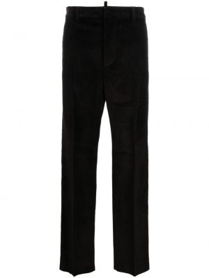 Ravne hlače iz rebrastega žameta Dsquared2 črna