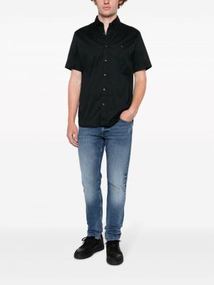 Bavlněná košile s výšivkou Tommy Hilfiger černá
