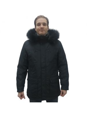 Куртка с мехом с капюшоном с карманами City Classic черная