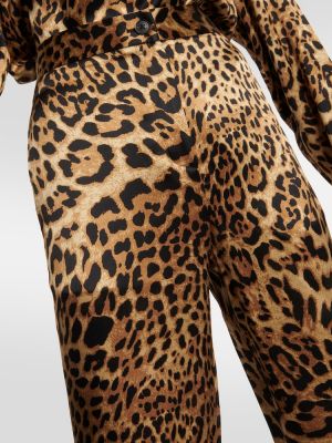 Pantaloni dritti di seta con stampa leopardato Nili Lotan marrone