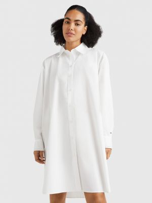 Sukienka mini bawełniana oversize Tommy Hilfiger biała