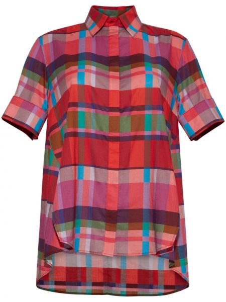 Bombažna srajca s karirastim vzorcem Adam Lippes rdeča