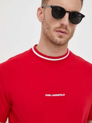 Тениска с дълъг ръкав с апликация Karl Lagerfeld червено