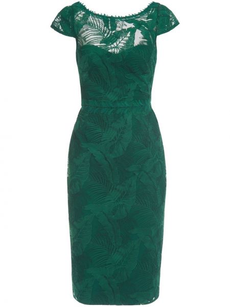 Κοκτέιλ φόρεμα με δαντέλα Marchesa Notte πράσινο