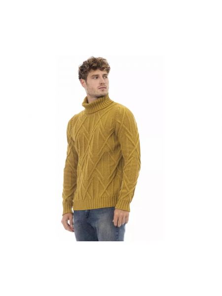 Jersey cuello alto de lana de lana merino con cuello alto Alpha Studio amarillo
