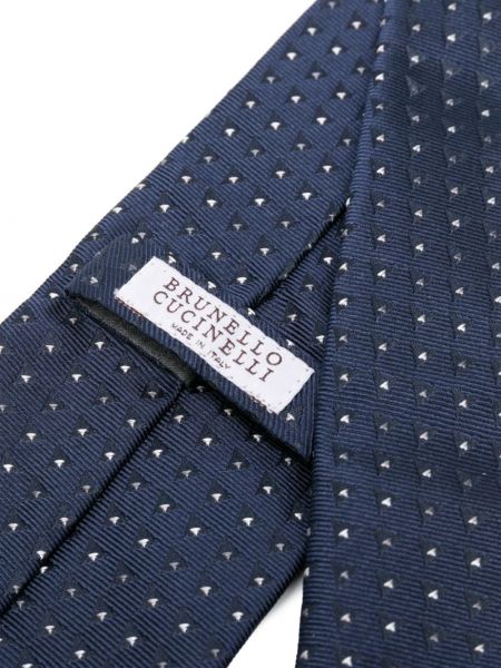 Cravatta di seta a pois Brunello Cucinelli blu