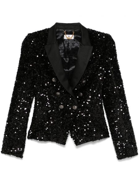 Dobbeltradet blazer med pailetter Elisabetta Franchi sort