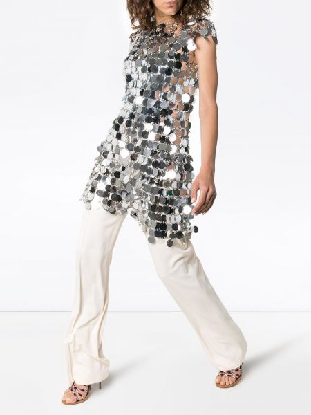 Sukienka mini z cekinami Paco Rabanne srebrna