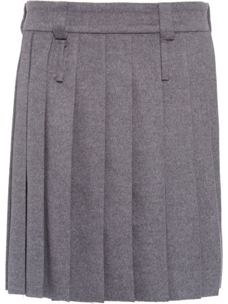 Plisované vlněné velurové sukně Miu Miu šedé