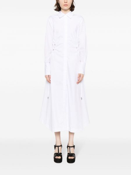 Krajkové bavlněné šněrovací košilové šaty Simkhai bílé