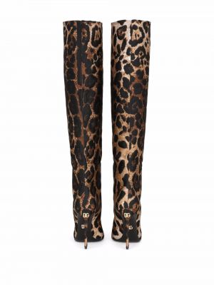 Leopardí kotníkové boty s potiskem Dolce & Gabbana hnědé