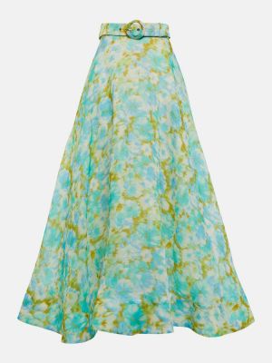Hodvábna ľanová dlhá sukňa Zimmermann modrá