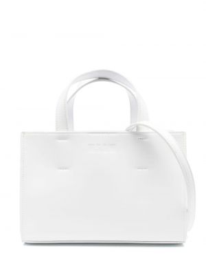 Кожени шопинг чанта Msgm бяло