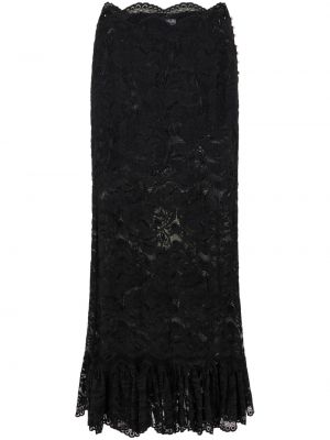 Čipkovaná midi sukňa Rabanne čierna