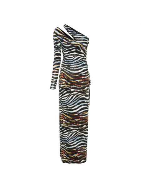 Sukienka długa w tygrysie prążki Just Cavalli brązowa