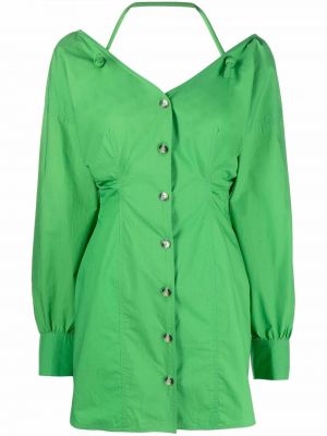 Dlouhé šaty s knoflíky Nanushka zelené