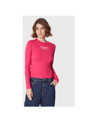 Bluză slim fit Tommy Jeans roz