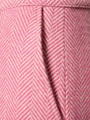 Tvídové voľné vlnené nohavice Maria De La Orden ružová