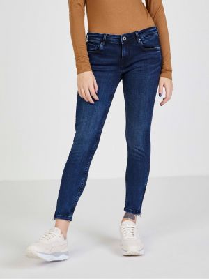 Priliehavé priliehavé skinny fit džínsy na zips Pepe Jeans modrá