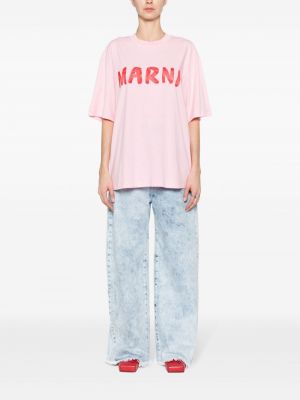 T-shirt en coton à imprimé Marni rose