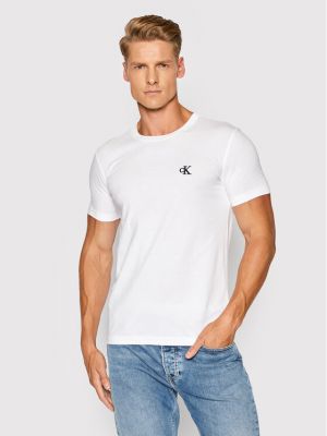 Дънкова риза slim Calvin Klein Jeans бяло