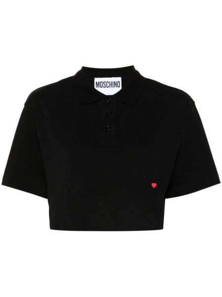 Kalp desenli polo yaka tişört Moschino siyah