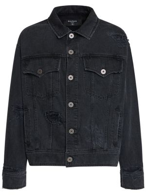 Bomull jeansjakke Balmain svart