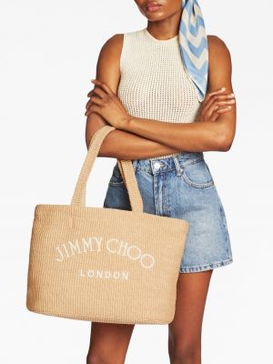 Shopper handtasche mit print Jimmy Choo beige